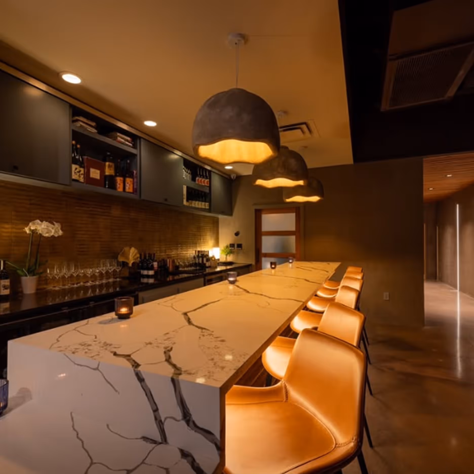 Warm interior detail at Craft Omakase
